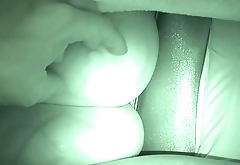 Sleeping wife has huge veiny tits in nightvision