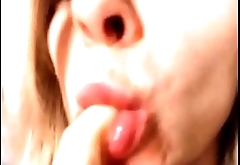 juliaiva sexy tongue hair in mouth