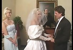 Fetish bride in satin wedding dress gets a hard rough DP
